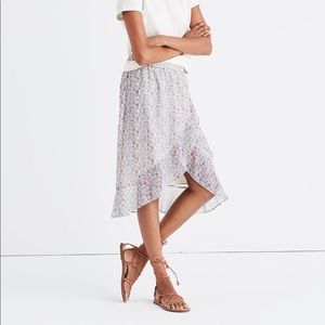 Madewell Ruffle-Wrap Midi Skirt in Shadowpetal